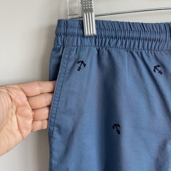 Polo Ralph Lauren Boys Drawstring Chino Shorts 14 Blue Allover Anchor Embroidery - Picture 2 of 11